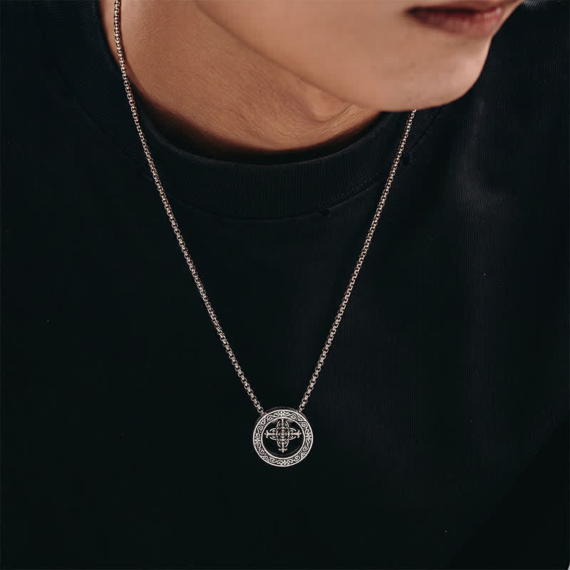 Buddha Stones Vintage Copper Crossed Vajra Spiritual Power Round Pendant Necklace - image 3