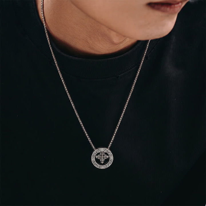 Buddha Stones Vintage Copper Crossed Vajra Spiritual Power Round Pendant Necklace - image 3