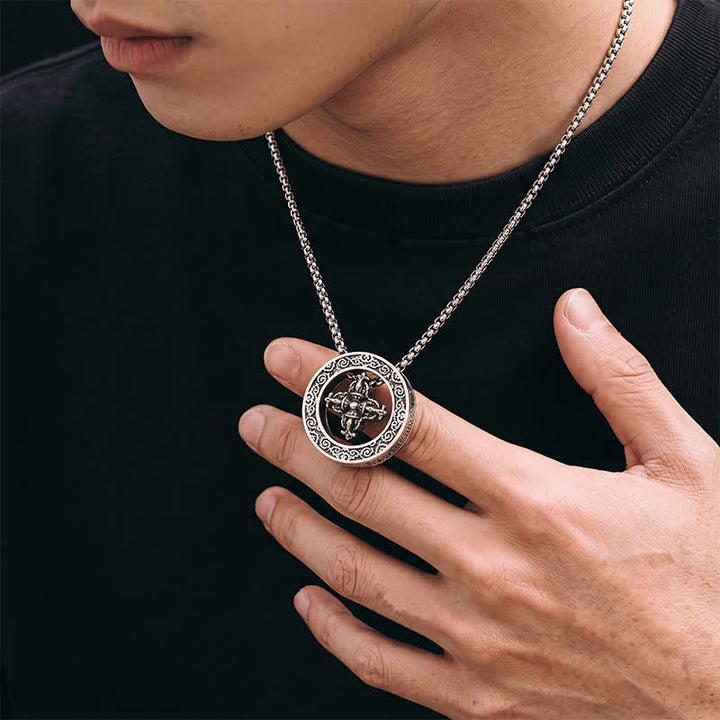 Buddha Stones Vintage Copper Crossed Vajra Spiritual Power Round Pendant Necklace - image 4