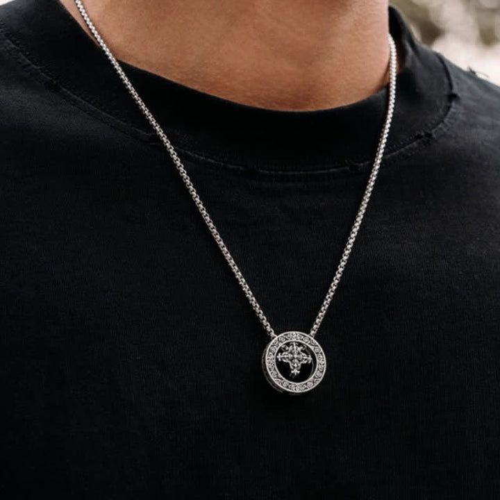 Buddha Stones Vintage Copper Crossed Vajra Spiritual Power Round Pendant Necklace - image 2