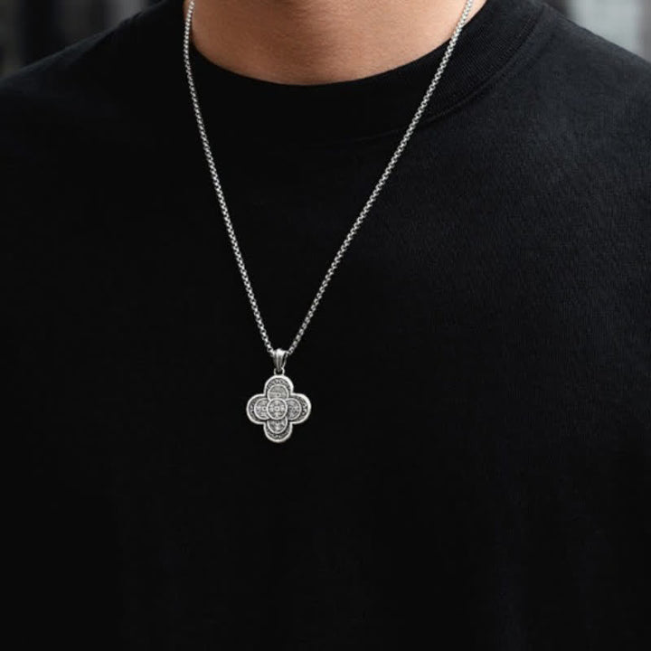 Buddha Stones Vintage Copper Five Emperor Coins Clover Design Wealth Amulet Necklace - image 11