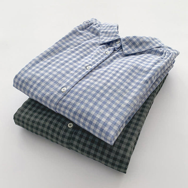 Buddha Stones Spring Fall Casual Vintage Button-Up Plaid Pattern Women's Long Sleeve Shirts - image 19