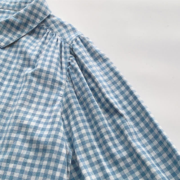 Buddha Stones Spring Fall Casual Vintage Button-Up Plaid Pattern Women's Long Sleeve Shirts - image 6