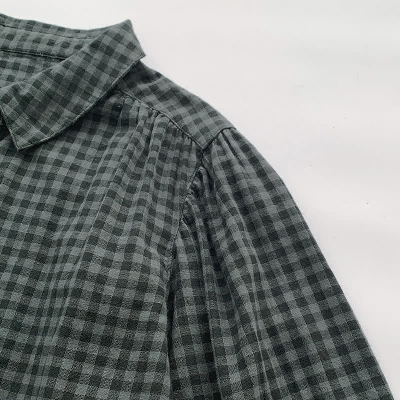Buddha Stones Spring Fall Casual Vintage Button-Up Plaid Pattern Women's Long Sleeve Shirts - image 15