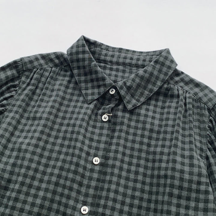 Buddha Stones Spring Fall Casual Vintage Button-Up Plaid Pattern Women's Long Sleeve Shirts - image 14