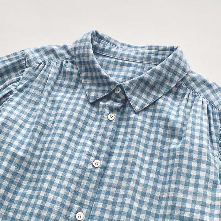 Buddha Stones Spring Fall Casual Vintage Button-Up Plaid Pattern Women's Long Sleeve Shirts - image 4
