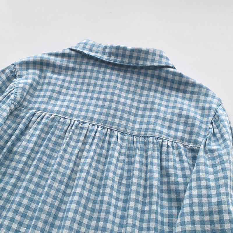 Buddha Stones Spring Fall Casual Vintage Button-Up Plaid Pattern Women's Long Sleeve Shirts - image 5
