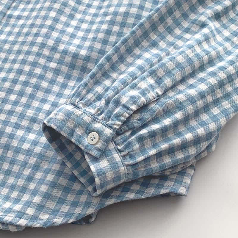 Buddha Stones Spring Fall Casual Vintage Button-Up Plaid Pattern Women's Long Sleeve Shirts - image 7