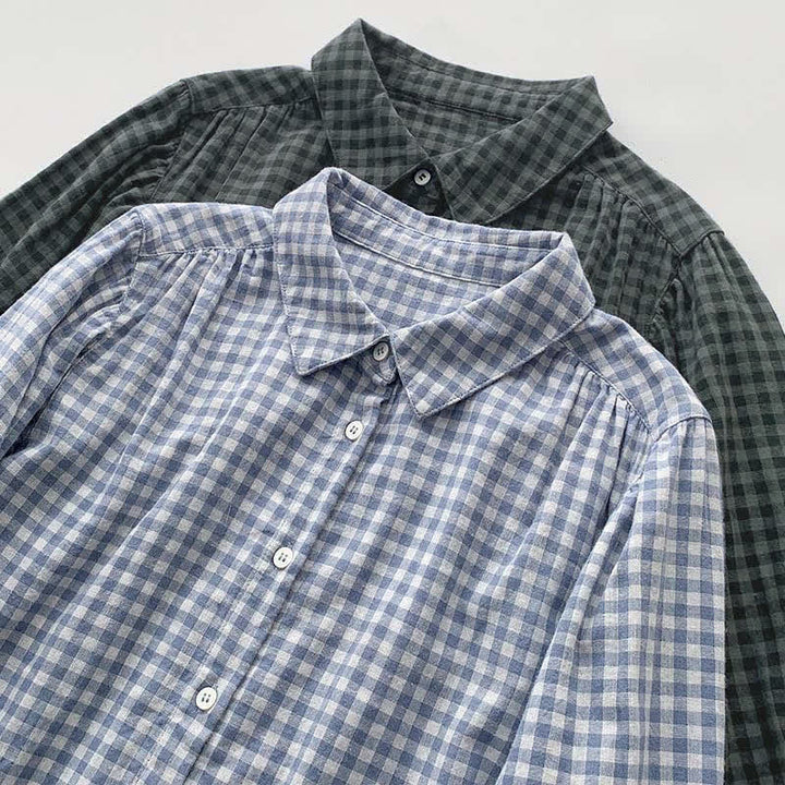 Buddha Stones Spring Fall Casual Vintage Button-Up Plaid Pattern Women's Long Sleeve Shirts - image 20