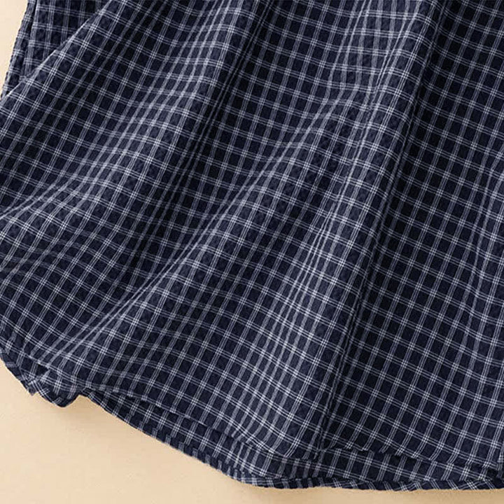 Buddha Stones Spring Fall Casual Vintage Button-Up Plaid Women's Long Sleeve Dress With Pockets - image 7