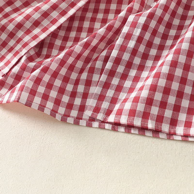 Buddha Stones Spring Casual Vintage Button-Up Gingham Women's Long Sleeve Dress With Pockets - image 8