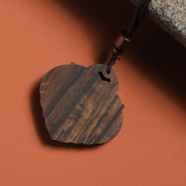 Buddha Stones Sappanwood Carved Green Agate Luck Lock of Good Wishes Necklace - image 4