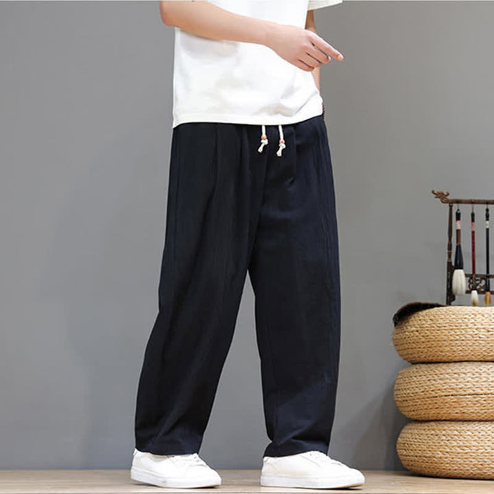Buddha Stones Spring Summer Casual Minimalist Drawstring Solid Ankle Pants Men's Straight Leg Pants With Pocket - image 12