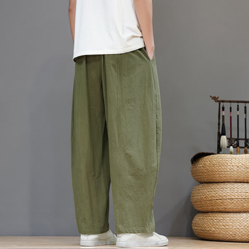 Buddha Stones Spring Summer Casual Minimalist Drawstring Solid Ankle Pants Men's Straight Leg Pants With Pocket - image 6