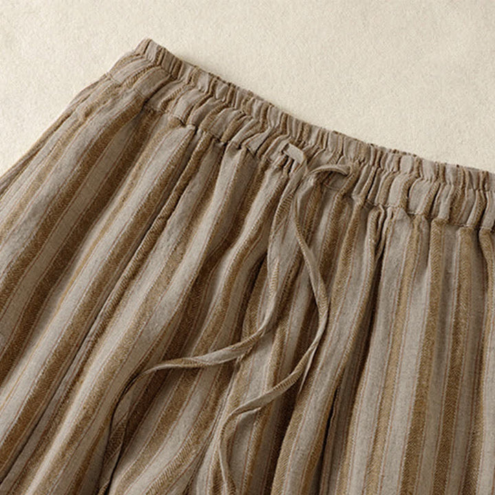 Buddha Stones Spring Summer Casual Boho Drawstring Striped Cropped Pants Women's Harem Pants With Pocket - image 2