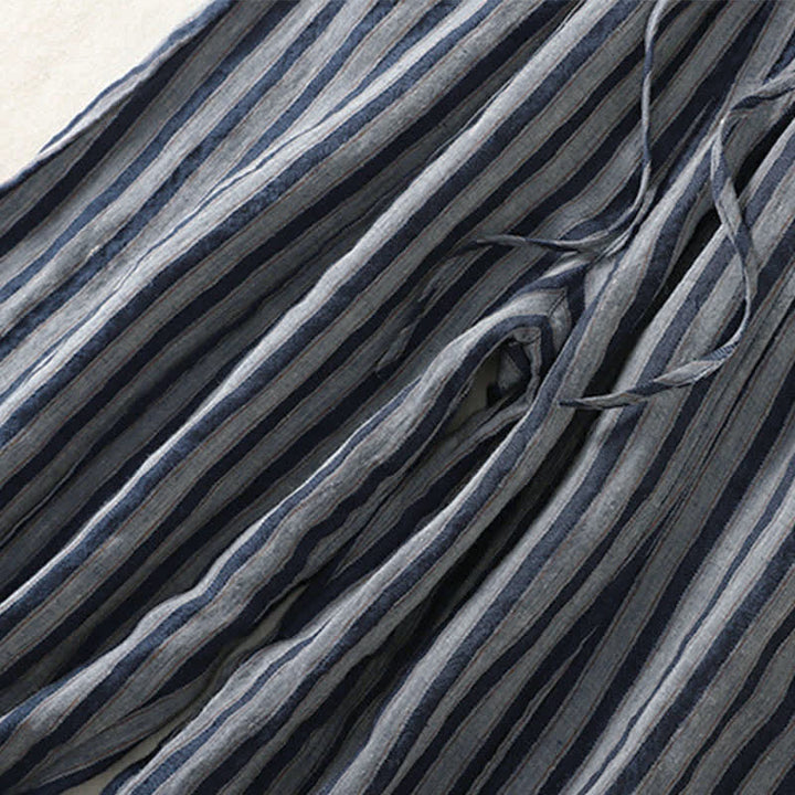 Buddha Stones Spring Summer Casual Boho Drawstring Striped Cropped Pants Women's Harem Pants With Pocket - image 21