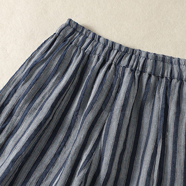 Buddha Stones Spring Summer Casual Boho Drawstring Striped Cropped Pants Women's Harem Pants With Pocket - image 22