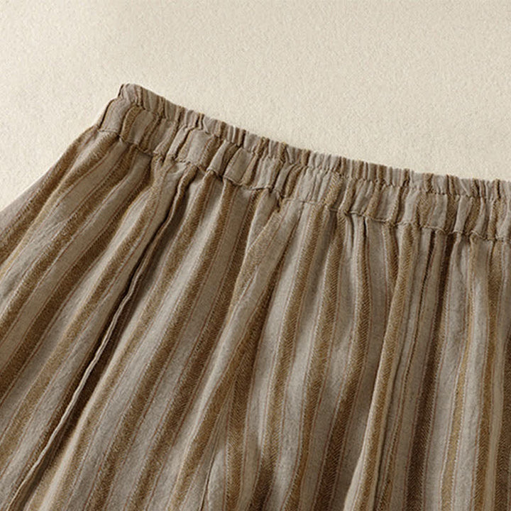 Buddha Stones Spring Summer Casual Boho Drawstring Striped Cropped Pants Women's Harem Pants With Pocket - image 3
