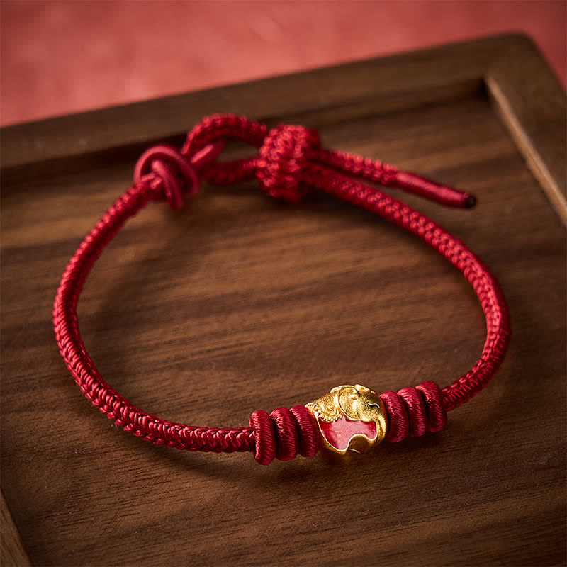 Buddha Stones Red Elephant Red String Lucky Protection Bracelet - image 3