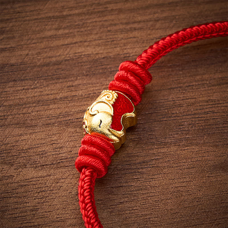 Buddha Stones Red Elephant Red String Lucky Protection Bracelet - image 13