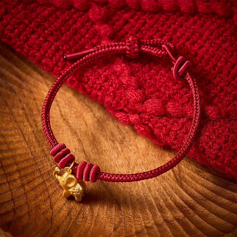 Buddha Stones Elephant Fu Character Red String Strength Braided Rope Bracelet - Dark Red(Wrist Circumference 5.9–6.7 in /15–17 cm) - image 10