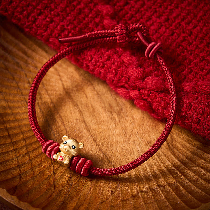 Buddha Stones Tiger Money Bag Red String Luck Braided Rope Bracelet - Dark Red(Wrist Circumference 5.9–6.7 in /15–17 cm) - image 8
