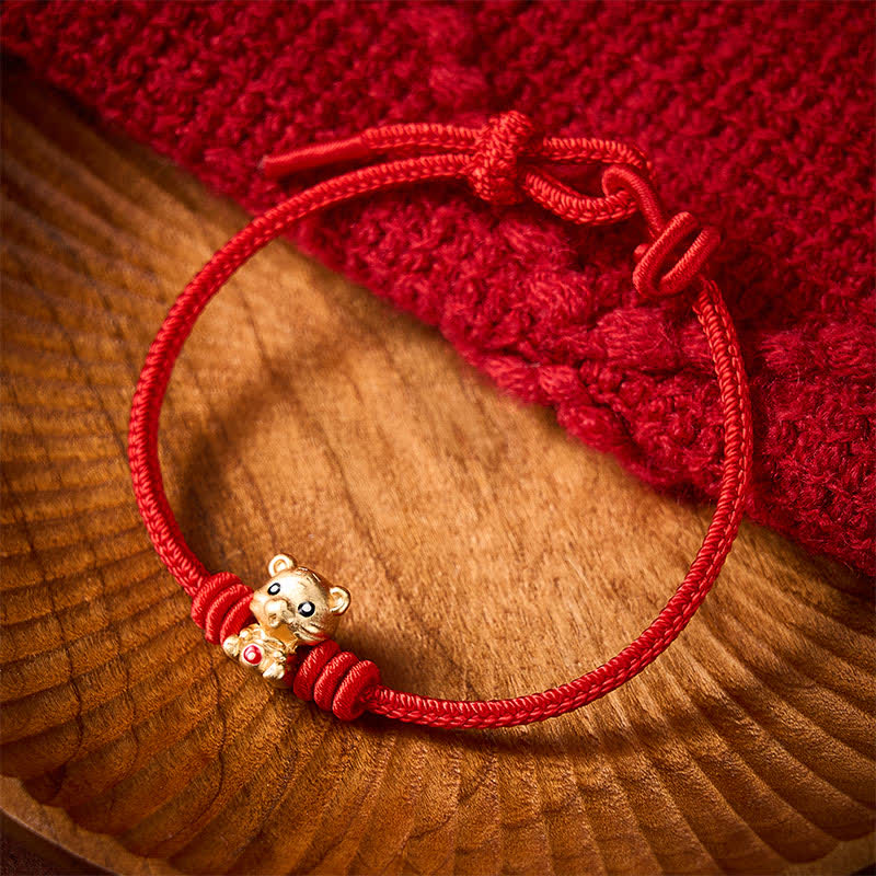 Buddha Stones Tiger Money Bag Red String Luck Braided Rope Bracelet - image 2
