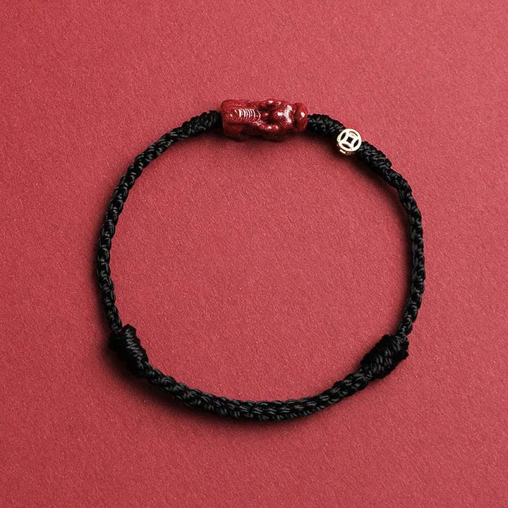 Buddha Stones Cinnabar Pi Xiu 925 Sterling Silver Chinese Coin Wealth Red String Adjustable Bracelet - Black - 5.5–6.7 in/14–17 cm - image 2