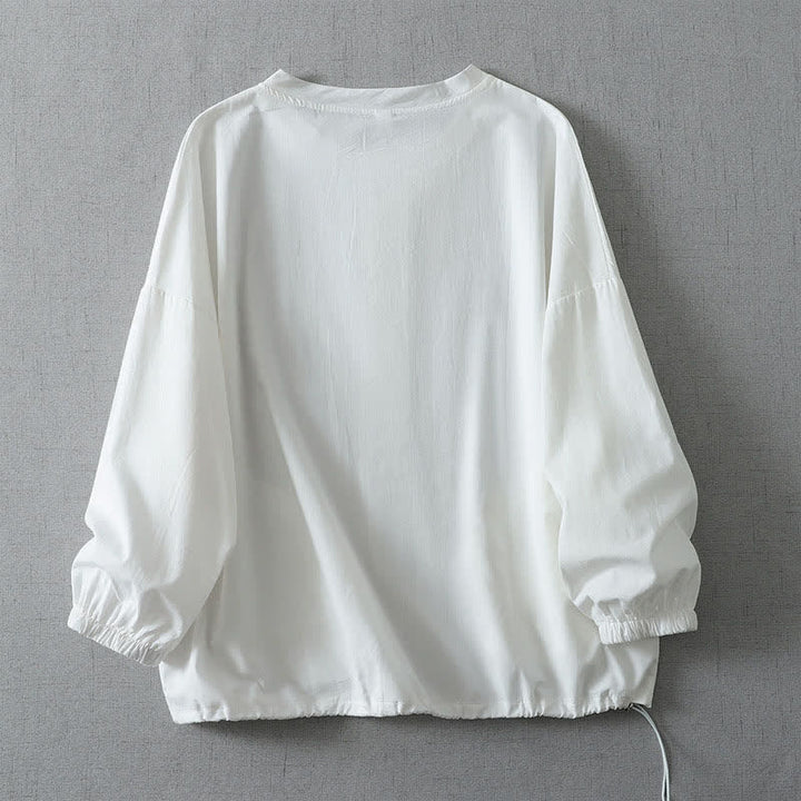 Buddha Stones Fall Simple Button-Up Solid Women's Long Sleeve Shirts With Pocket - image 11
