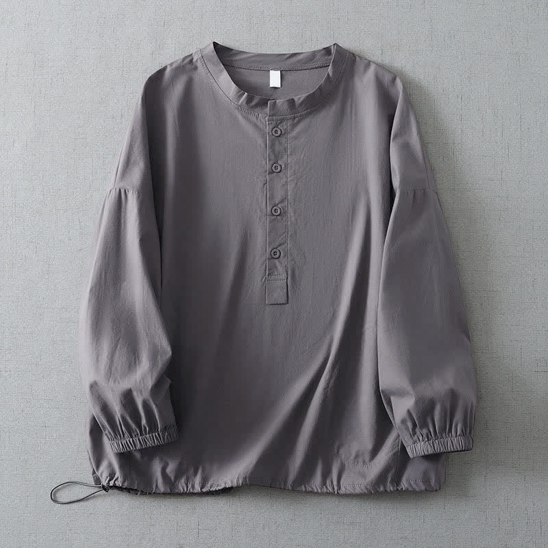 Buddha Stones Fall Simple Button-Up Solid Women's Long Sleeve Shirts With Pocket - Gray - US14, UK/AU18, EU46 (2XL) - image 0