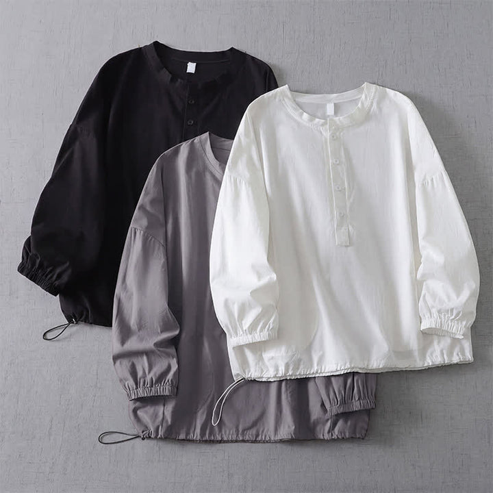 Buddha Stones Fall Simple Button-Up Solid Women's Long Sleeve Shirts With Pocket - image 16