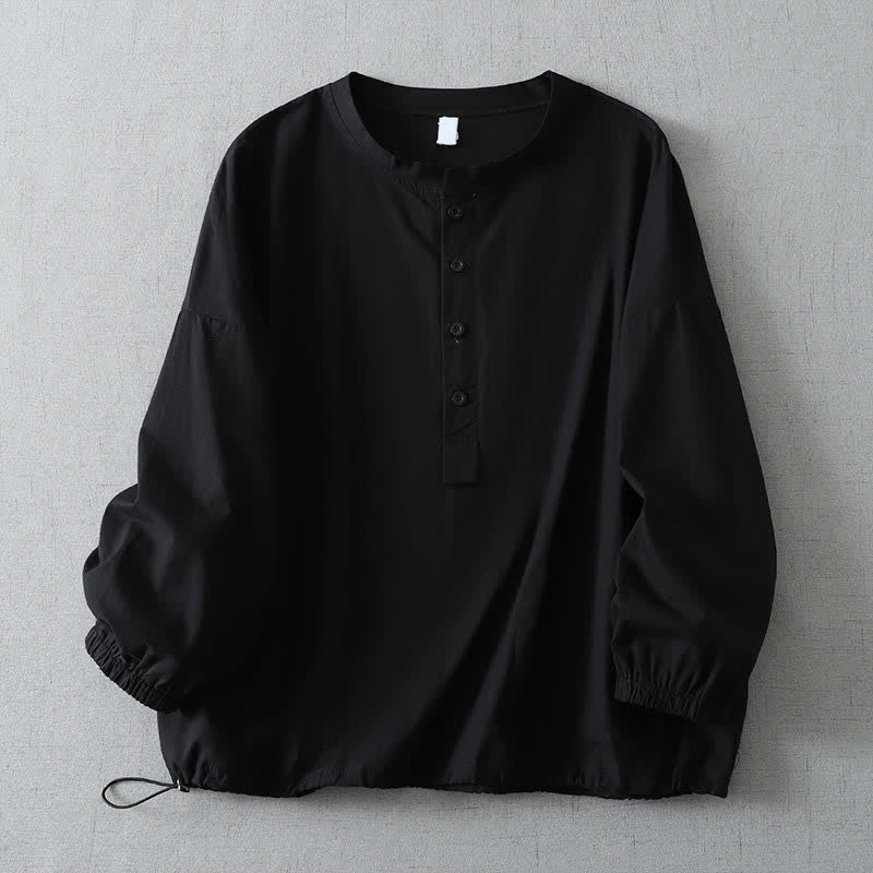 Buddha Stones Fall Simple Button-Up Solid Women's Long Sleeve Shirts With Pocket - Black - US14, UK/AU18, EU46 (2XL) - image 5