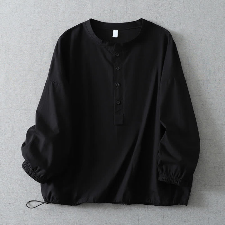 Buddha Stones Fall Simple Button-Up Solid Women's Long Sleeve Shirts With Pocket - Black - US14, UK/AU18, EU46 (2XL) - image 5