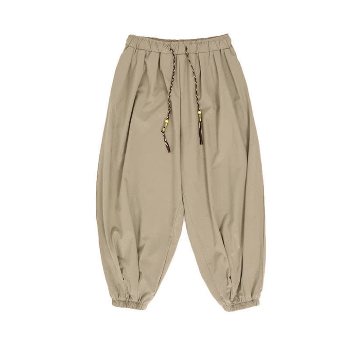 Buddha Stones Spring Summer Casual Tang Style Drawstring Dragon Cropped Pants Men's Harem Pants With Pocket - image 10