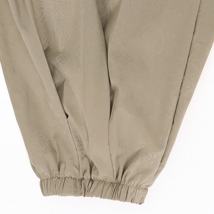 Buddha Stones Spring Summer Casual Tang Style Drawstring Dragon Cropped Pants Men's Harem Pants With Pocket - image 13