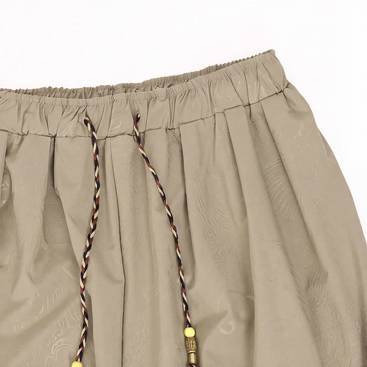 Buddha Stones Spring Summer Casual Tang Style Drawstring Dragon Cropped Pants Men's Harem Pants With Pocket - image 11