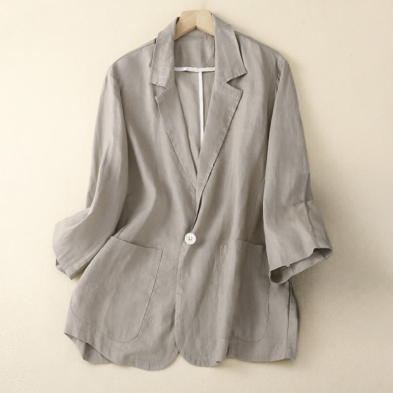 Buddha Stones Spring Summer Casual Minimalist Patch Pocket Solid Women's Three-Quarter Sleeve Shirts With Pocket - Gainsboro - US6, UK/AU10, EU38 (XL) - image 12
