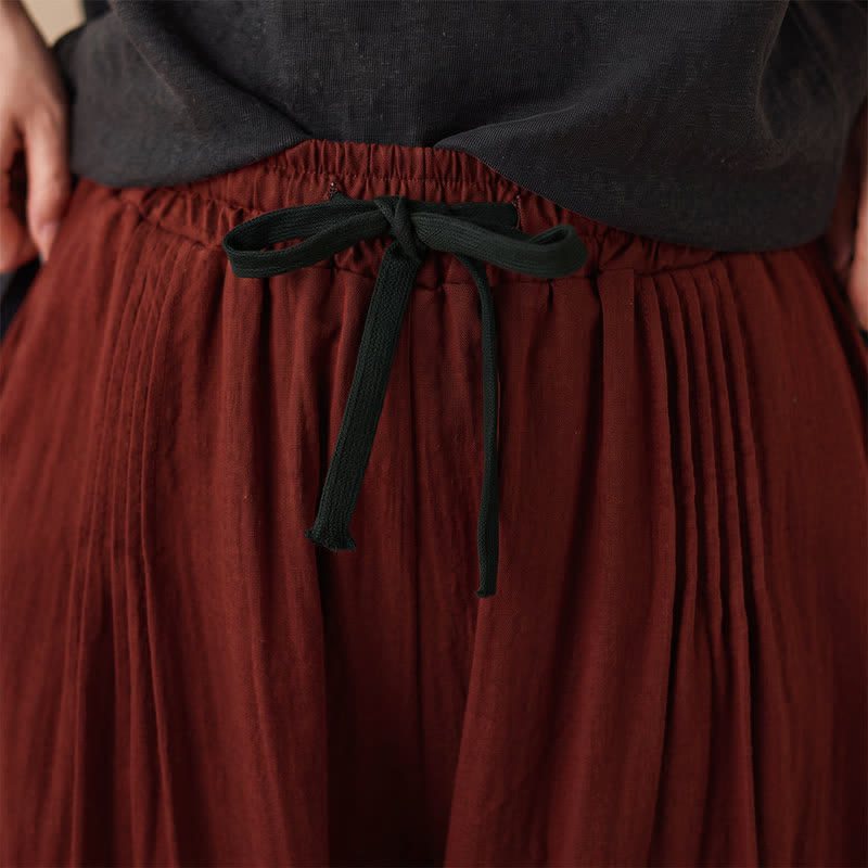Buddha Stones Spring Summer Casual Minimalist Drawstring Solid Cropped Pants Women's Harem Pants With Pocket - image 14