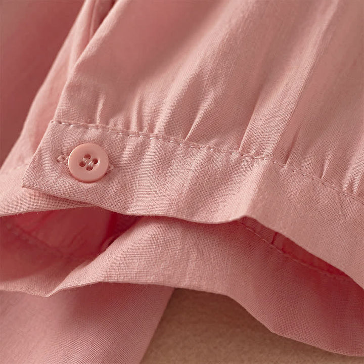 Buddha Stones Summer Classic Simple Button-Up Solid Women's Short Sleeve Shirts - image 36