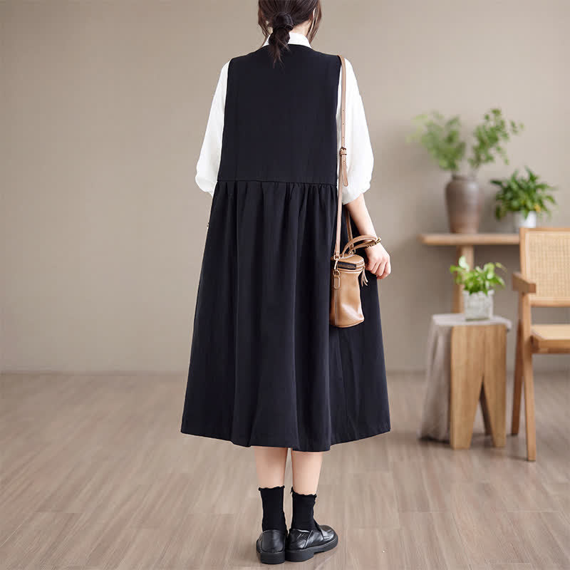 Buddha Stones Summer Casual Minimalist Button-Up Solid Women's Summer Sleeveless Dress With Pocket - image 16