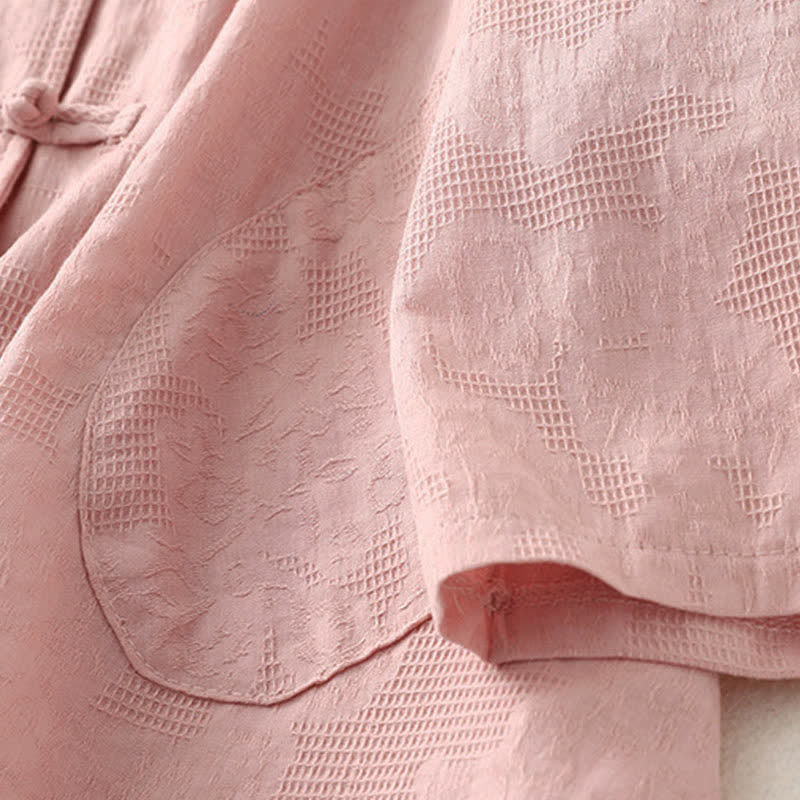 Buddha Stones Spring Fall Casual Tang Style Mandarin Collar Frog Button Solid Women's Long Sleeve Shirts With Pocket - image 13