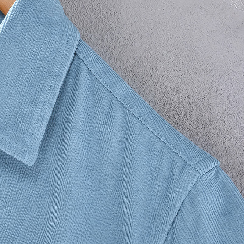 Buddha Stones Fall Winter Casual Patch Pocket Solid Cotton Men's Long Sleeve Shirts With Pocket - image 10