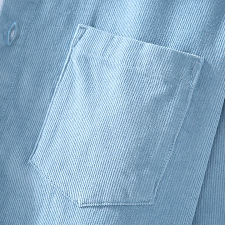 Buddha Stones Fall Winter Casual Patch Pocket Solid Cotton Men's Long Sleeve Shirts With Pocket - image 11