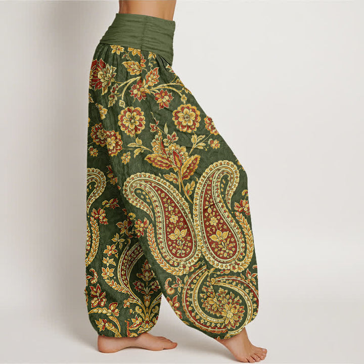 Buddha Stones Cotton Paisley Floral Pattern Women's Elastic Waist Harem Pants - image 6