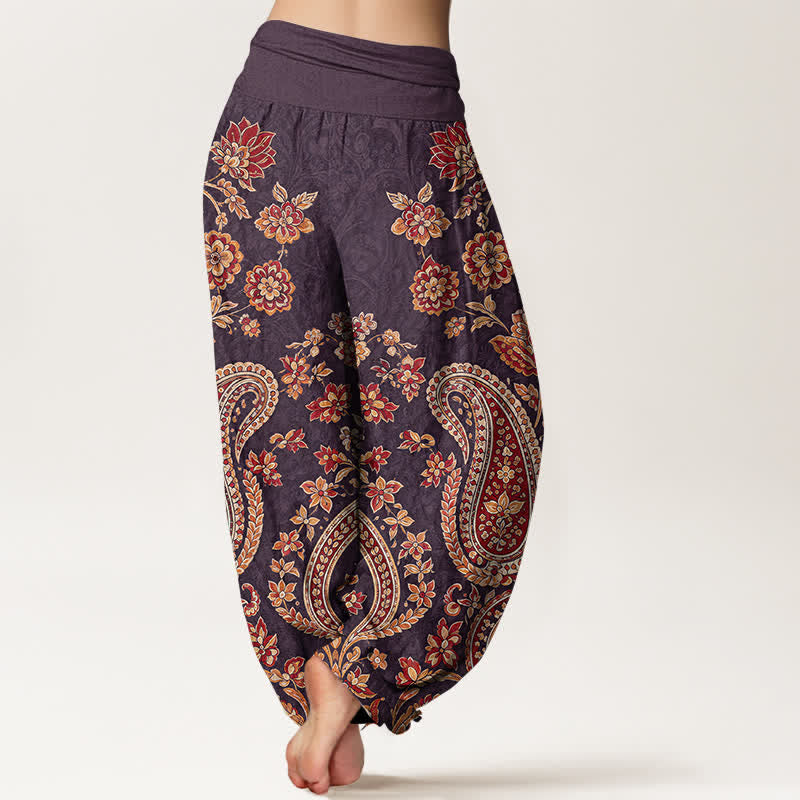 Buddha Stones Cotton Paisley Floral Pattern Women's Elastic Waist Harem Pants - image 10