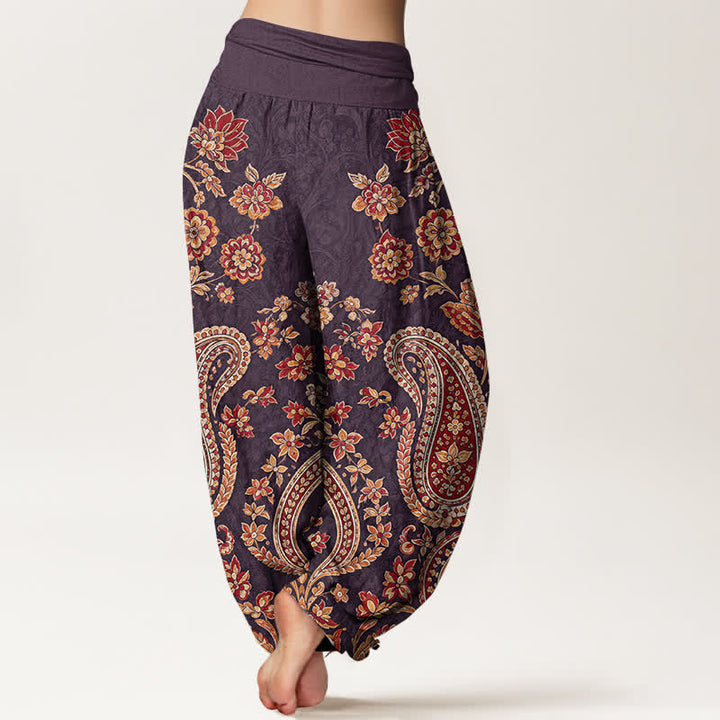 Buddha Stones Cotton Paisley Floral Pattern Women's Elastic Waist Harem Pants - image 10