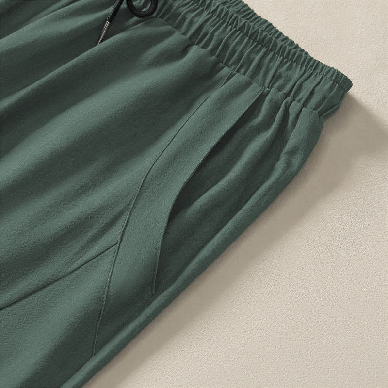 Buddha Stones Pure Cotton Celestial Sun Moon Pattern Drawstring Men's Tapered Pants With Pockets - image 4