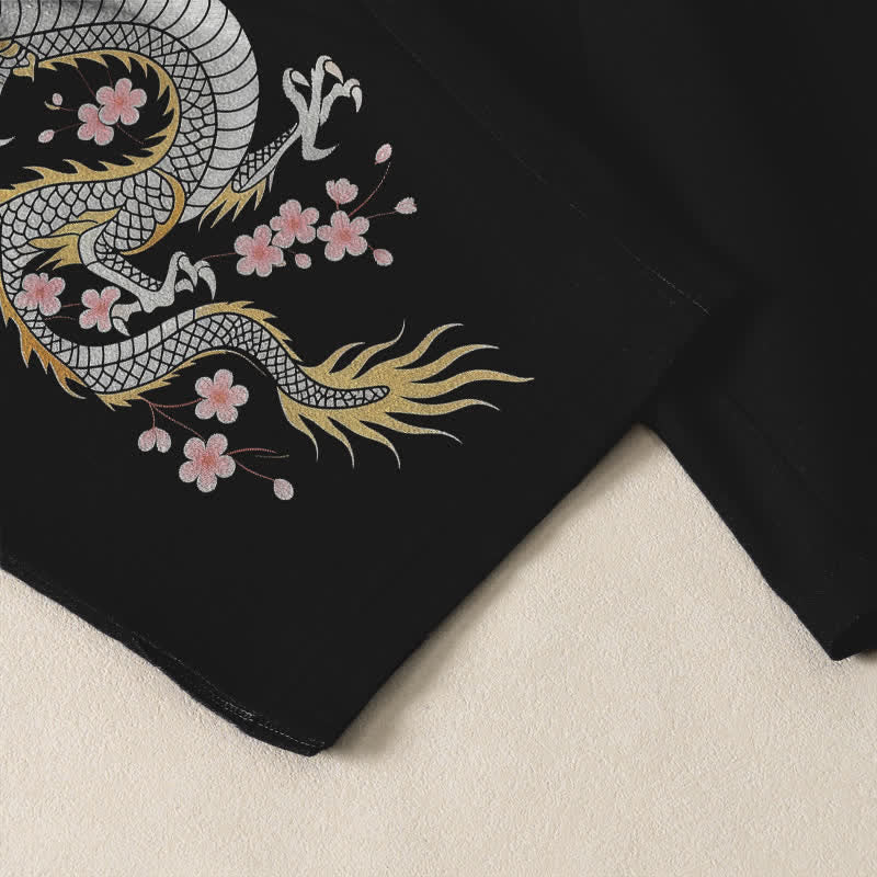 Buddha Stones Pure Cotton Tiger Dragon Pattern Drawstring Men's Tapered Pants With Pockets - image 5