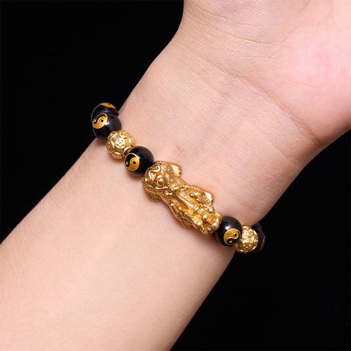 Buddha Stones Black Onyx Copper Pi Xiu Beads Wealth Bracelet - image 9