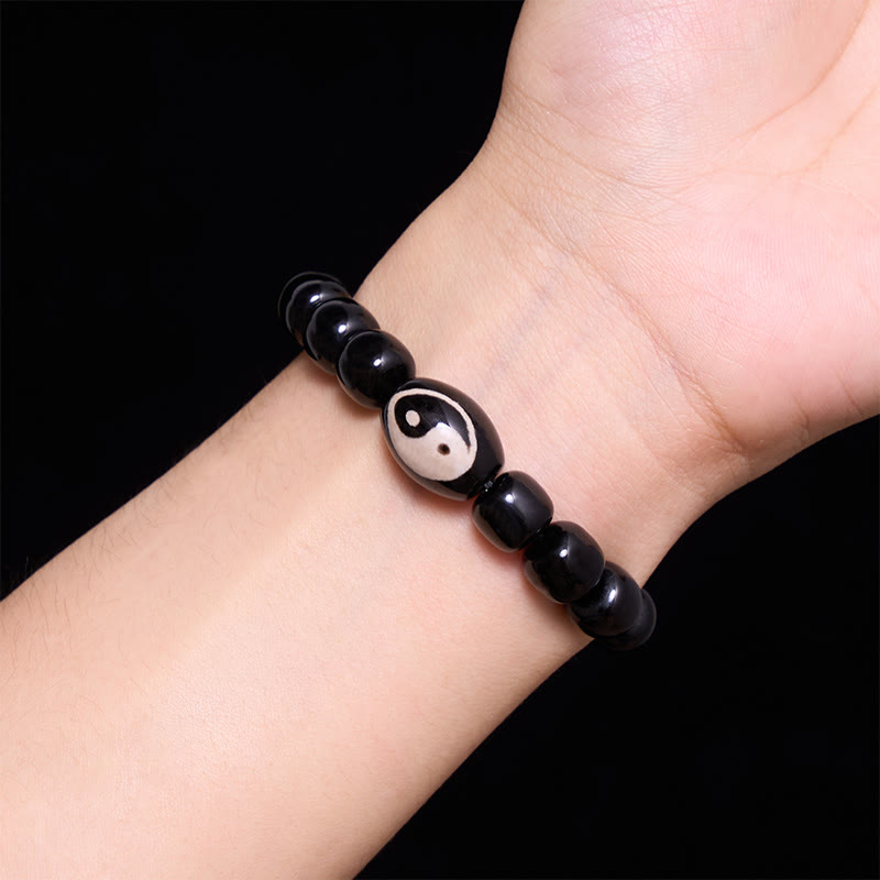 Buddha Stones Black Onyx Yin Yang Beads Harmony Bracelet - image 4